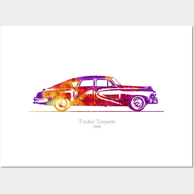 Tucker Torpedo 1948 - Colorful Watercolor Wall Art by SPJE Illustration Photography